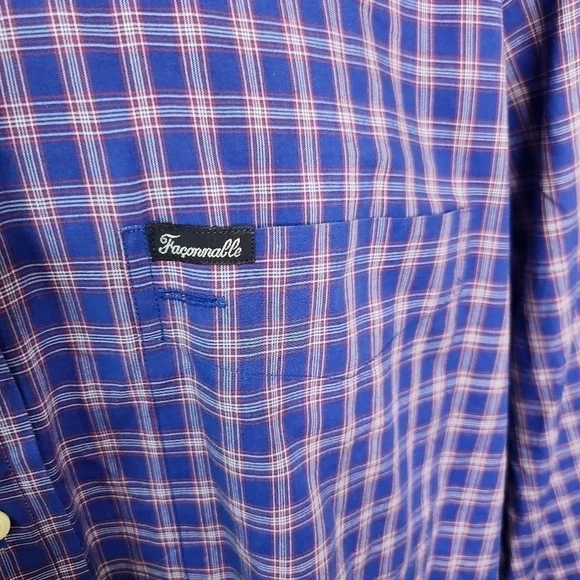 Falconnable Shirt Men Medium Button Up Long Sleeve Plaid 100% Cotton